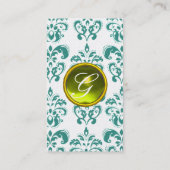 DAMASK BLAUWE MONOGRAM edelsteen geel platina Visitekaartje (Achterkant)