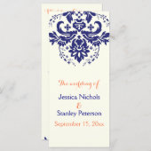 Damask bleu marine, programme de mariage d'ivoire (Devant / Derrière)