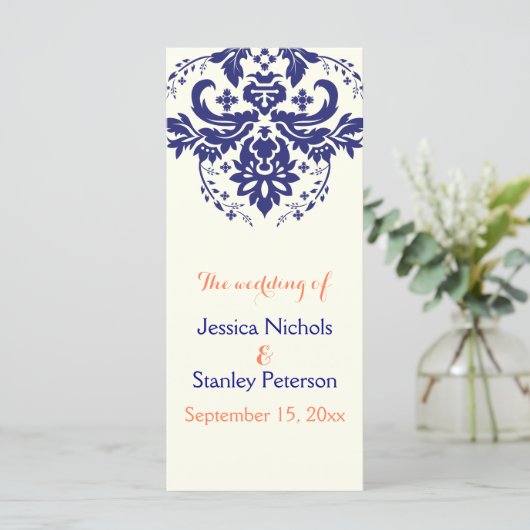 Damask bleu marine, programme de mariage d'ivoire (Debout devant)