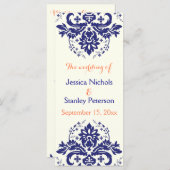 Damask bleu marine, programme de mariage d'ivoire  (Devant / Derrière)