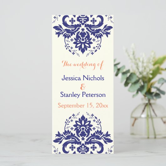 Damask bleu marine, programme de mariage d'ivoire  (Debout devant)