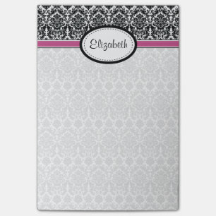 Damask Bloemen Zwart Wit Roze Gepersonaliseerde Na Post-it® Notes