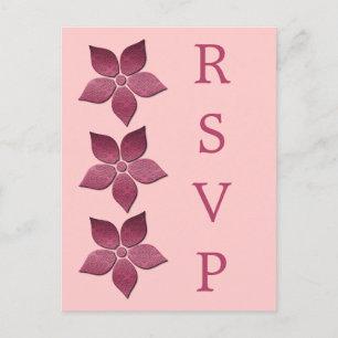 Damask Blooms Carte Postale RSVP, Fuchsia