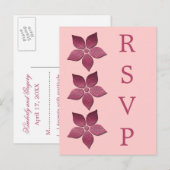 Damask Blooms Carte Postale RSVP, Fuchsia (Devant / Derrière)