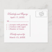 Damask Blooms Carte Postale RSVP, Fuchsia (Dos)