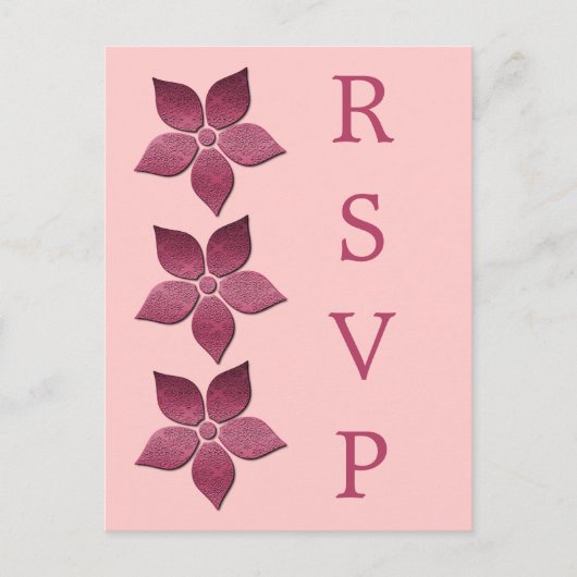 Damask Blooms Carte Postale RSVP, Fuchsia (Devant)