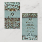  Damask Blue Elegant Crown Visitekaartje (Voorkant / Achterkant)