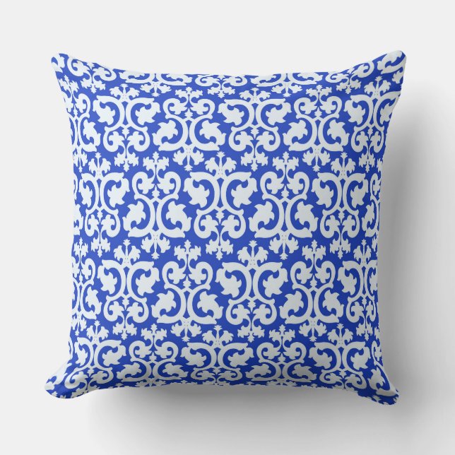Damask Blue Kussen (Voorkant)