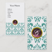 DAMASK BLUE MONOGRAM paars wit Visitekaartje (Voorkant / Achterkant)