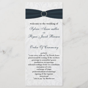 damask Blue Wedding programme