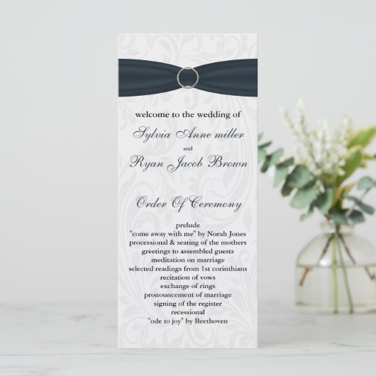damask Blue Wedding programme (Debout devant)