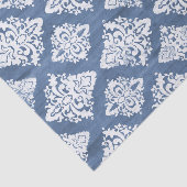 Damask Blue White Waterverf Rustic Wood Decoupage Tissuepapier (Detail)