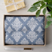 Damask Blue White Waterverf Rustic Wood Decoupage Tissuepapier (Geschenk)