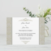 Damask Border Invitation in Champagne Kaart (Staand voorkant)