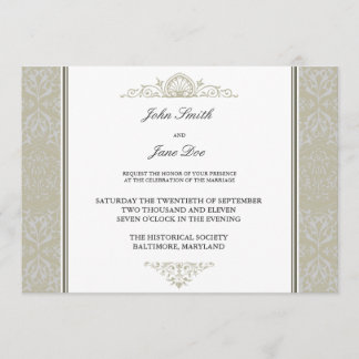 Damask Border Invitation in Champagne Kaart