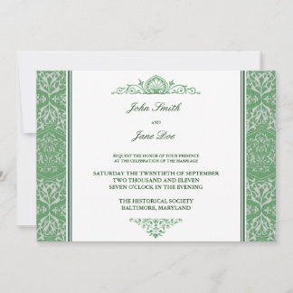 Damask Border Invitation in Mint Kaart