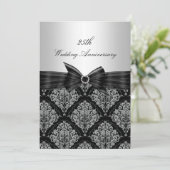 Damask & Bow 25e huwelijksjubileum uitnodiging (Staand voorkant)
