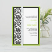 Damask Bow Wedding Invitation met Green Kaart (Staand voorkant)