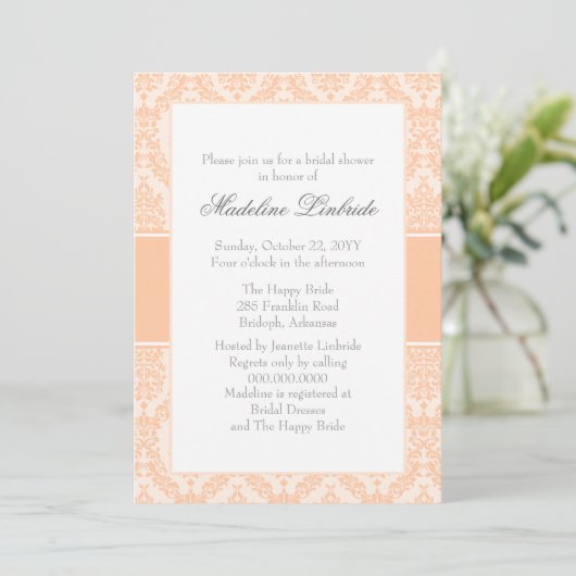 Damask Bridal Shower Invitation (Debout devant)