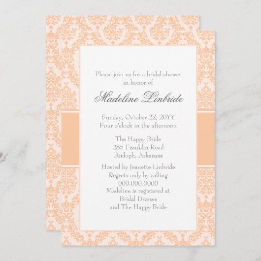 Damask Bridal Shower Invitation (Devant / Derrière)