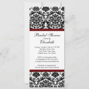 Damask Bridal Shower Invitation Burgundy Wine Kaart