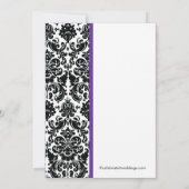 Damask Bridal Shower Invitation Eggplant Paars Kaart (Achterkant)