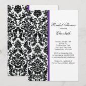 Damask Bridal Shower Invitation Eggplant Paars Kaart (Voorkant / Achterkant)
