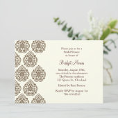Damask  Bridal Shower Invitation Kaart (Staand voorkant)