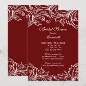  Damask Bridal Shower Invitation Merlot Kaart (Voorkant / Achterkant)