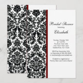 Damask Bridal Shower Invitation Merlot Red Kaart (Voorkant / Achterkant)