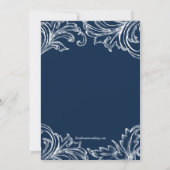 Damask Bridal Shower Invitation Navy Blue Kaart (Achterkant)