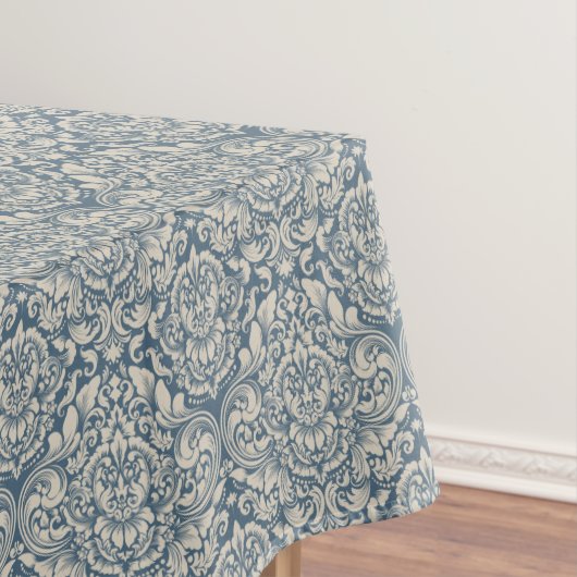 Damask Brocade Flourish op Blue Tafelkleed (Voorbeeld)