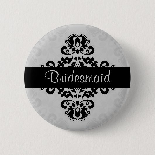 Damask bruidsmeisje bruiloft ronde button 5,7 cm (Voorkant)