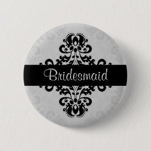Damask bruidsmeisje bruiloft ronde button 5,7 cm