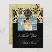  Damask bruiloft Dank u foto briefkaarten, Briefkaart (Voorkant / Achterkant)