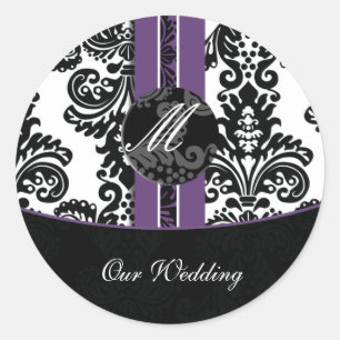 damask Bruiloft Monogram stickers