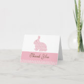 Damask Bunny Lapin Baby shower Merci (Devant)