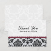 Damask Burgundy Carte de remerciements Mariage (Devant / Derrière)