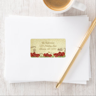 Damask Burgundy Flowering Branch Etiket