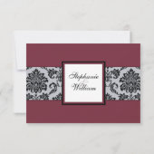 Damask Burgundy Wedding RSVP (Achterkant)
