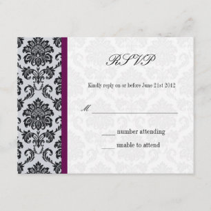 Damask Burgundy Wedding RSVP