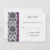 Damask Burgundy Wedding RSVP (Devant)