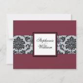 Damask Burgundy Wedding RSVP (Achterkant)