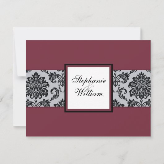 Damask Burgundy Wedding RSVP (Dos)