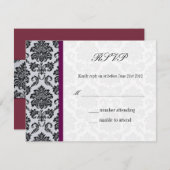 Damask Burgundy Wedding RSVP (Voorkant / Achterkant)