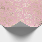 Damask Champagne Roze Royal Metallic Faux Gold Cadeaupapier (Hoek)