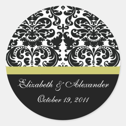 Damask Chartreuse Groen Vrijgezellenfeest Sticker (Voorkant)