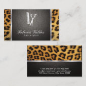 Damask Cheetah Print Silver Trim Visitekaartje (Voorkant / Achterkant)