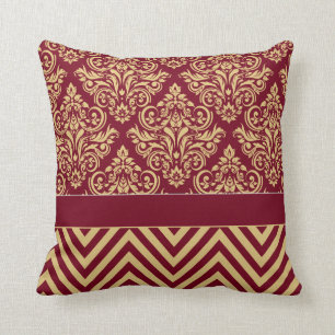 Damask Chevron - Bourgogzand Kussen