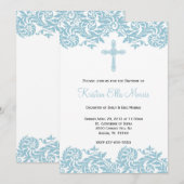 Damask Christening Baptism Invitation Kaart (Voorkant / Achterkant)